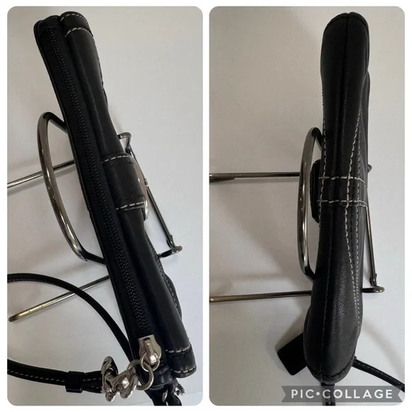 Coach Y2K SoHo Black Leather Silver Buckle Flap, Zip Clutch Wallet Wristlet - Picture 6 of 17